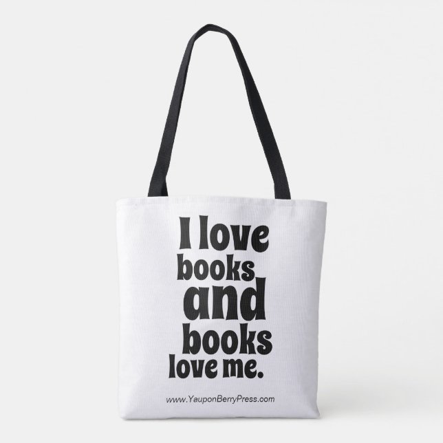 Tote Eu amo o bolsa dos livros (branco e o preto) (Verso)