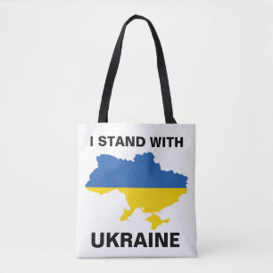 Tote Eu fico com a Ucrânia Flag e Map Bolsa B