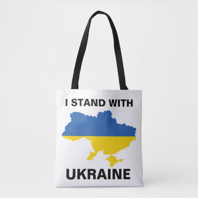 Tote Eu fico com a Ucrânia Flag e Map Bolsa B (Frente)