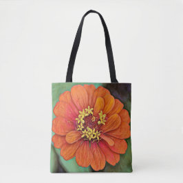 Tote Faith Orange Zinnia Flower Art Bolsa
