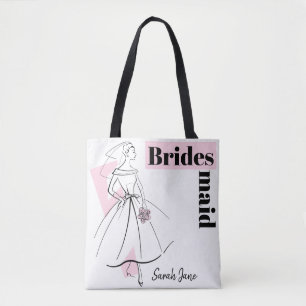 Tote Fashion Noiva Pink Bridesmaid Name bolsa multi-bac