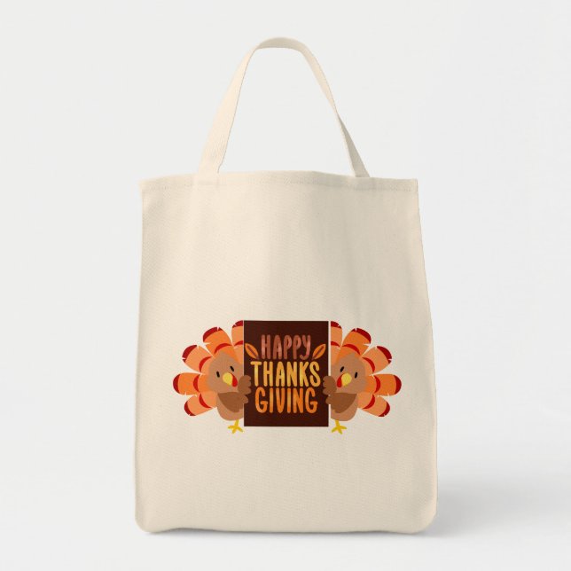 Tote Feliz Bolsa de Ação de Graças (Frente)