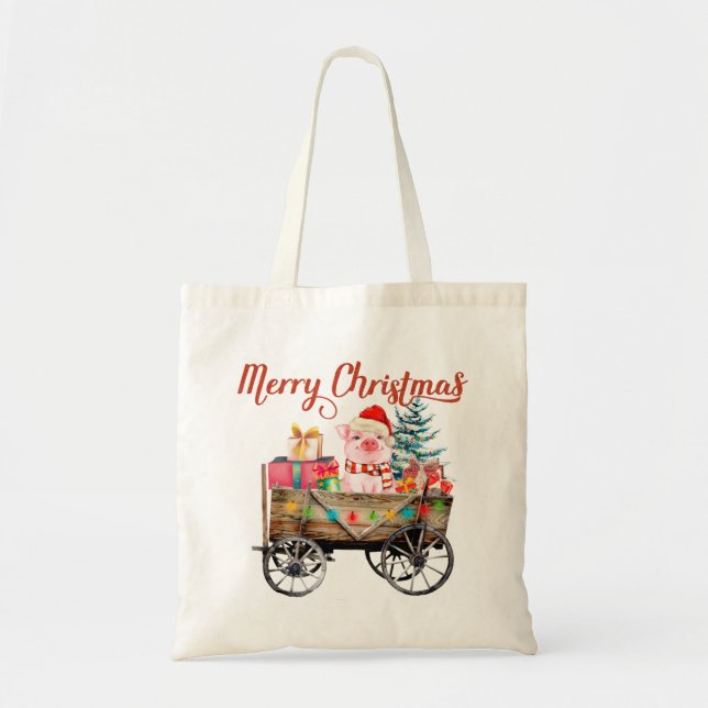 Tote Feliz Bolsa de Porco de Natal (Frente)