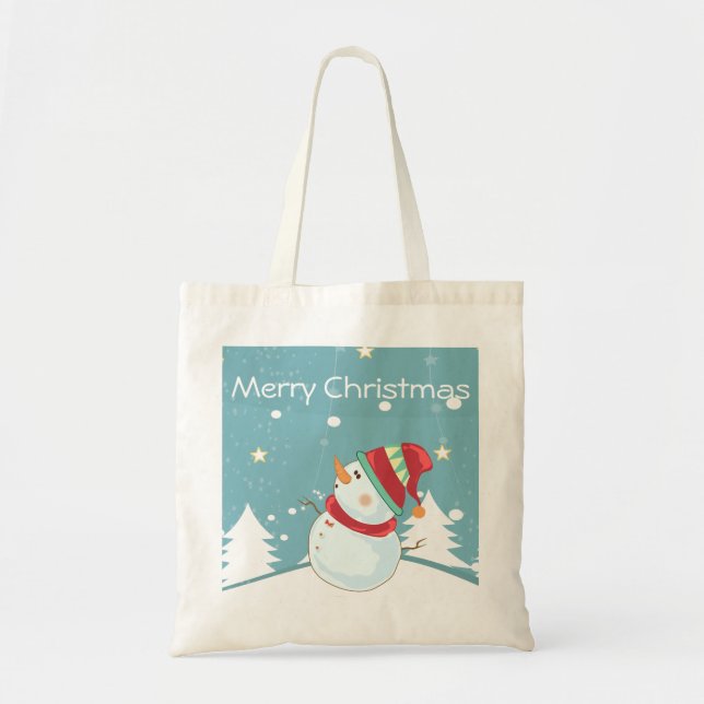 Tote Feliz Natal Snowman Bolsa (Frente)