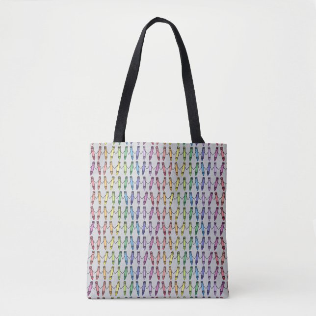 Tote Felizes Crayons segurando as mãos Bolsa (Frente)