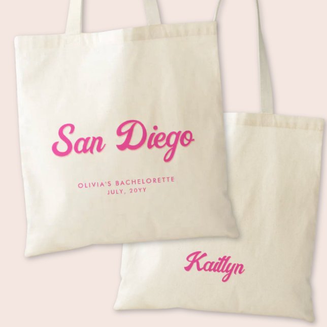 Tote Festa de solteira Personalizada de Bolsa San Diego (San Diego Bachelorette Party Tote Bag)