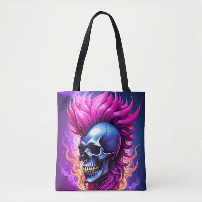 Tote Flaming Punk Skull Bolsa (Frente)