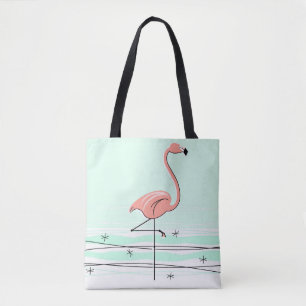Tote Flamingo Aqua por todo o bolsa