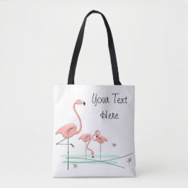 Tote Flamingo Ocean Trio 4 Texto por todo o bolsa