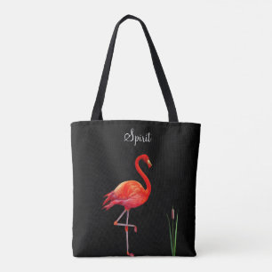 Tote Flamingo Vermelho em Bolsa Preta