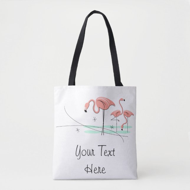 Tote Flamingos Ocean Trio 3 Texto por toda a bolsa (Frente)