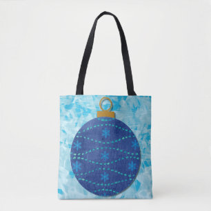 Tote Floco de Neve Natal Ornament Whimsical Aqua Bolsa