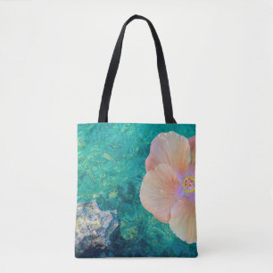 Tote Flor do hibiscus no bolsa da água de turquesa