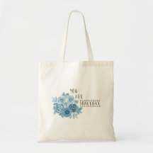 Floral azul ilustrado "lhe é" o bolsa bonito