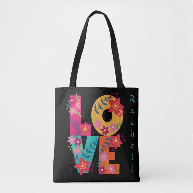 Tote Floral LOVE Blossom Personalizado Bolsa (Frente)