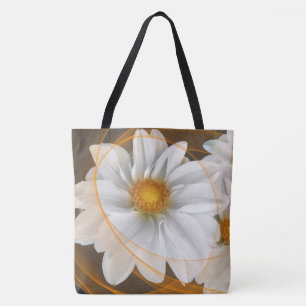 Tote Flores bolsa brancas cor de laranja preto