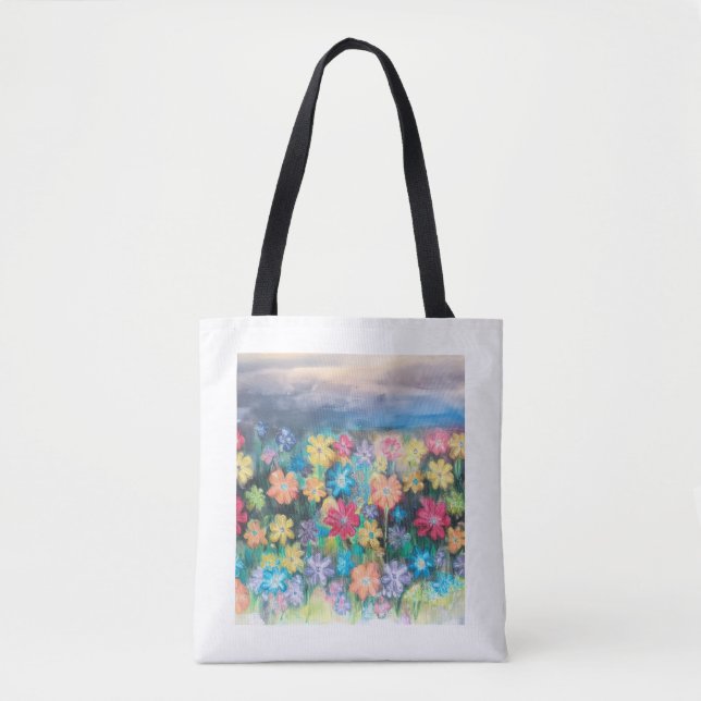 Tote Flores em Pastéis - Bolsa Expandido AI (Frente)