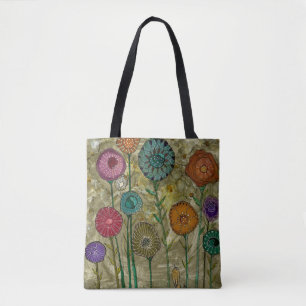 Tote Flores lunáticas e um bolsa pequeno do pássaro