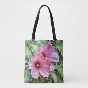 Tote Flores Tropicais de Hibisco Rosa Artsy Bolsa