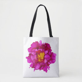 Tote Fochsia Peony Mão pintada bolsa