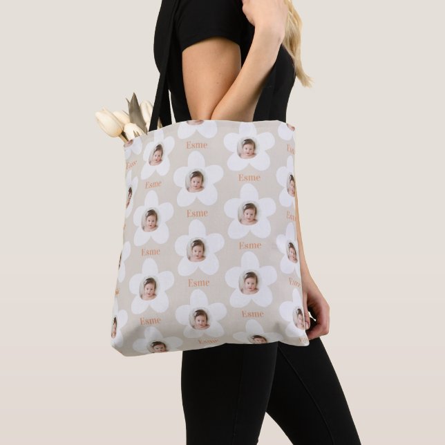 Tote Foto: daisy boho retro terracotta natural Bolsa Ba (Close Up)