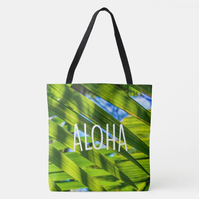 Tote Frondas da palma, Kauai, Aloha a bolsa de praia (Frente)