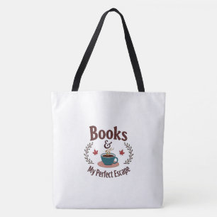 Tote Fuga Perfeita: Livros & Café – Bolsa Grande para L