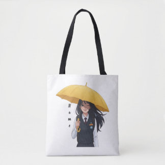 Tote Garota Estética com Bolsa de Guarda-Chuva Amarelo