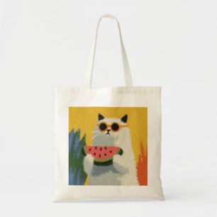 Tote Gato gordo de Verão vestindo óculos escuros bolsa
