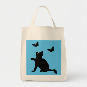 Tote Gato n Borboletas Bolsa reutilizável