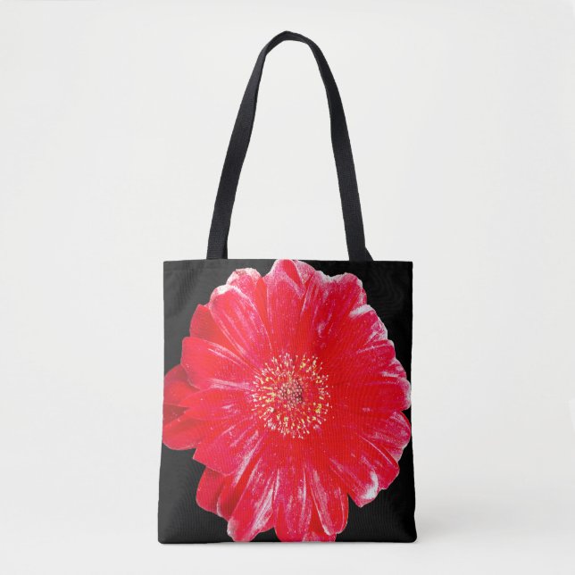 Tote Gerbera Dália Vermelha Moderna na Bolsa de Ombro P (Frente)