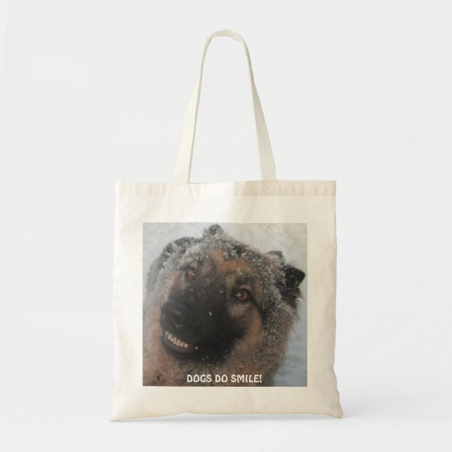 Tote German shepherd De Bolsa Na Neve Sorrindo (Frente)