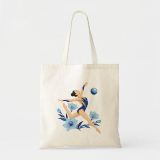 Tote Ginasta rítmica elegante com bolsa de flores azuis