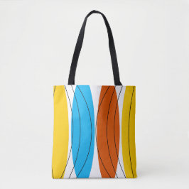 Tote Globe Stripe por toda a bolsa laranja atrás