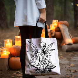 Tote Gótica Elder Fairy Halloween Black and White Bolsa