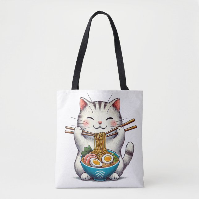 Tote Gourmet Cat: Aproveite Ramen Bolsa (Frente)