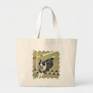 Tote Grande A bolsa de canvas da agilidade de border collie