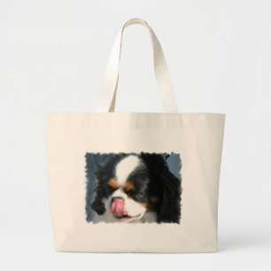 Tote Grande A bolsa de canvas descuidado bonito do cão de