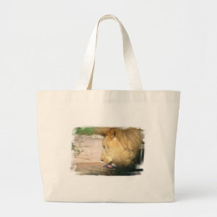 Tote Grande A bolsa de canvas do leão do bebendo