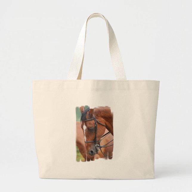 Tote Grande A bolsa de canvas eqüino da castanha (Frente)