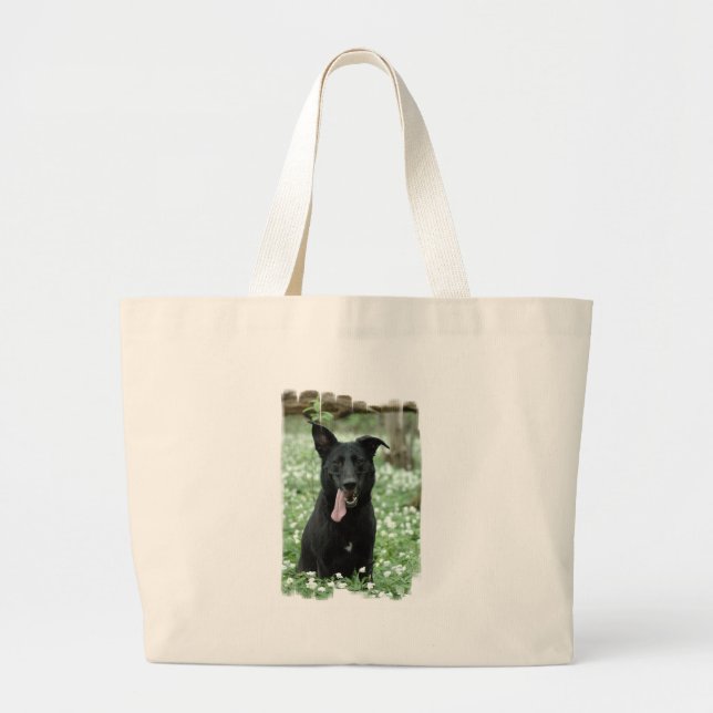 Tote Grande A bolsa de canvas preta do pastor (Frente)