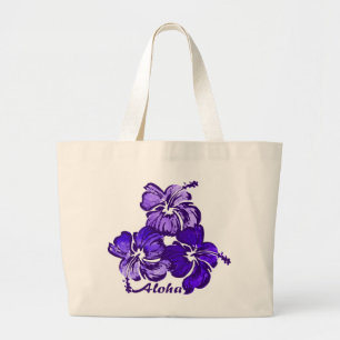 Tote Grande A bolsa de praia do hibiscus da aguarela