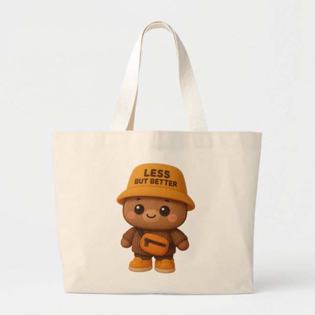 Tote Grande Adorável Bolsa "Menos Mas Melhor" de Urso Ecológic (Frente)