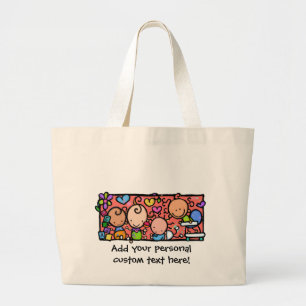 Tote Grande Bebês pequenos felizes. O bolsa customizável