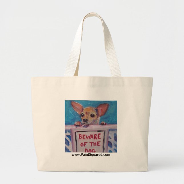 Tote Grande Beware do cão • WOOF!  • O BOLSA (Frente)