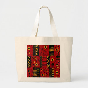 Tote Grande Bolsa Africana Vermelha Sunburst Patchwork Jumbo