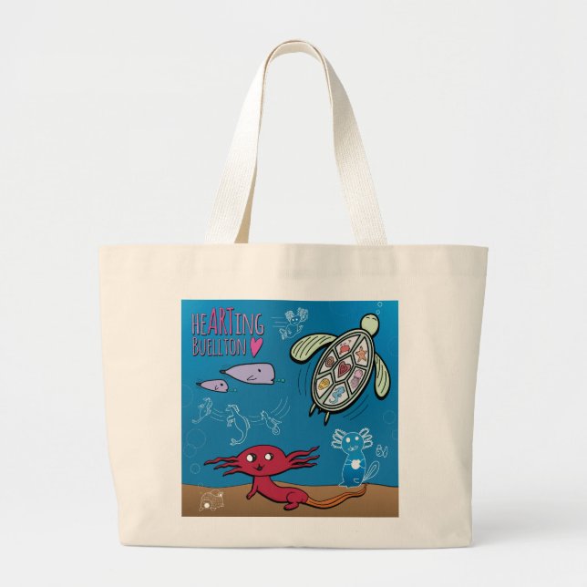 Tote Grande Bolsa - Axolotls Sob O Mar - Buellton.Art (Frente)