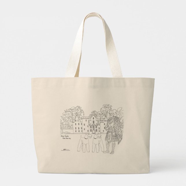 Tote Grande Bolsa Blair Castle Highlander Airedale Terriers (Verso)