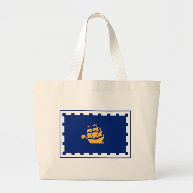 Tote Grande Bolsa com a Bandeira da Cidade de Quebec, Canadá (Frente)