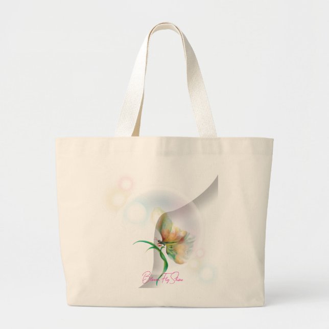 Tote Grande Bolsa de Abstrato de Borboleta Dreamy Pastel (Frente)